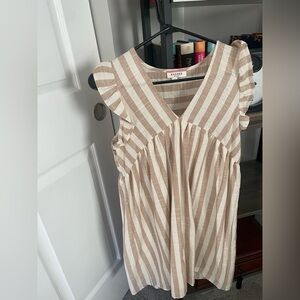 Dottie Couture: ANDREE BY UNIT Beige and White Striped Dress